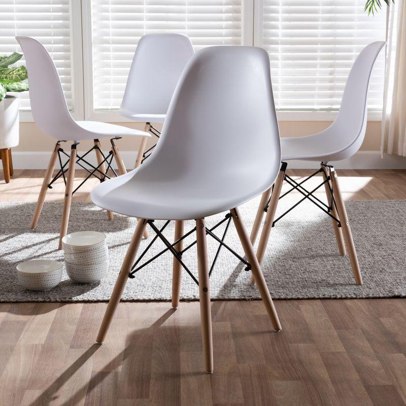 Baxton Studio Set of 4 Sydnea Mid Century Modern Acrylic Wood Finished Dining Chairs White: MDF Frame, Spot Clean