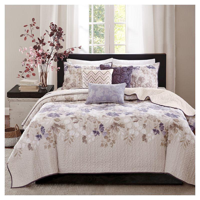 Floral 6 Piece Quilt Set with Throw Pillows