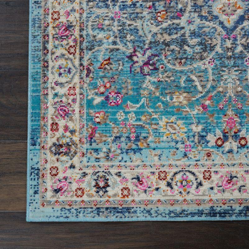 Nourison Vintage Kashan VKA01 Blue/Ivory/Orange Indoor Area Rug - 2'4 x 8'