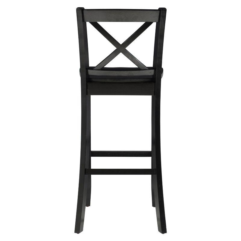 30" Torino X Back Wood Barstool - Black - Linon: Solid Rubberwood, Unupholstered, Armless