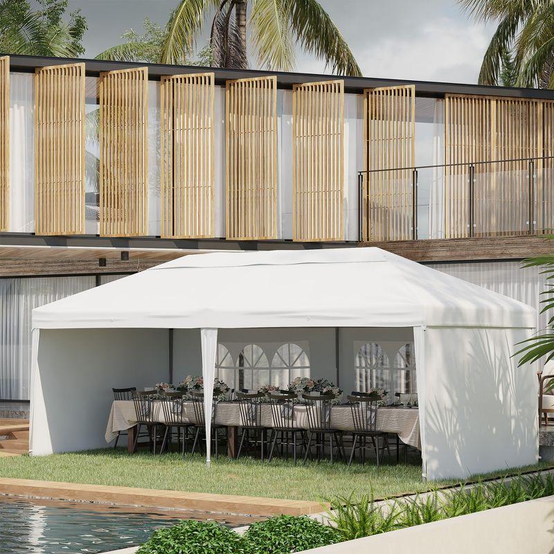 Outsunny 10' x 20' Heavy Duty Pop Up Canopy Party Tent with 4 Removable Sidewalls, Outdoor Cabana Gazebo with Carry Bag, Weather Protection