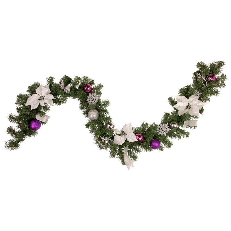 Northlight Seasonal 6' x 9" Foliage Poinsettia and Ornament Artificial Christmas Garland Unlit