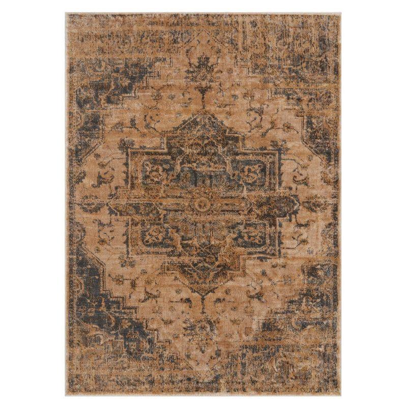 Silver 6' x 9' Oriental Easy Care Synthetic Area Rug