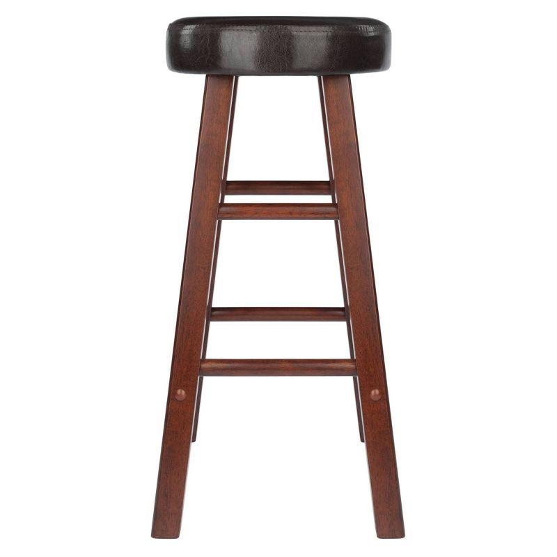 24" 2pc Maria Cushioned Counter Height Barstools Walnut/Espresso - Winsome: Faux Leather, Solid Wood Frame, Footrests