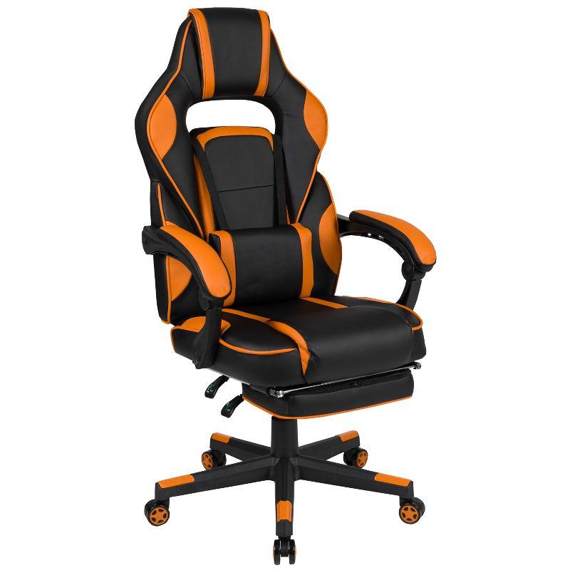 Black and Orange Reclining Gaming Chair with Massaging Lumbar