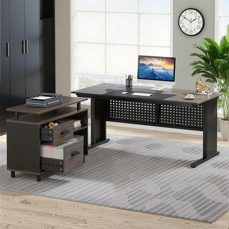 Ottovile 63'' W Executive Desk with File Cabinet for Home Office
