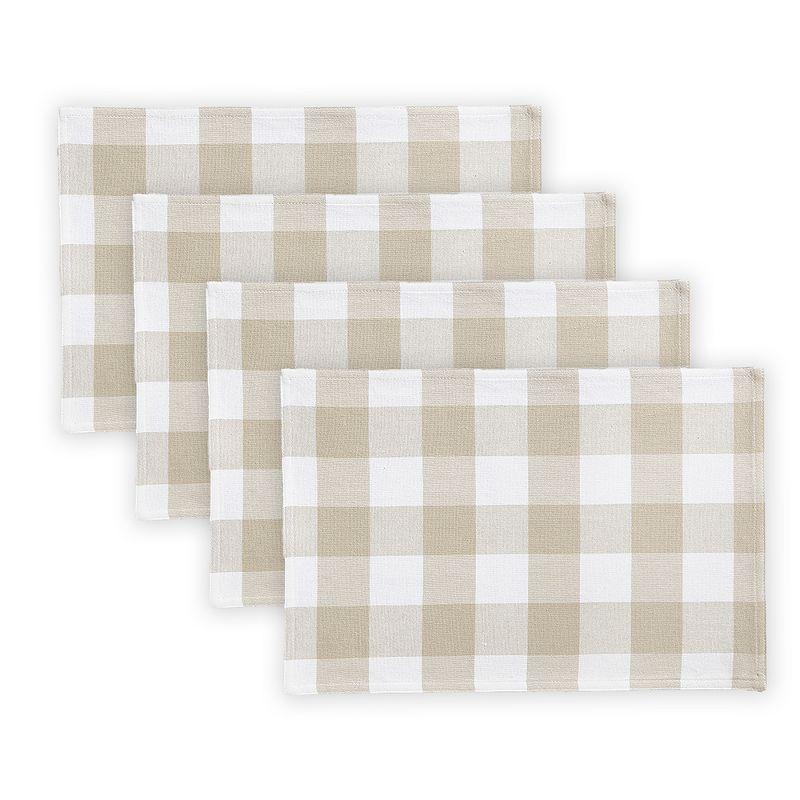 Farmhouse Beige and White Buffalo Check Cotton Placemats, Set of 4