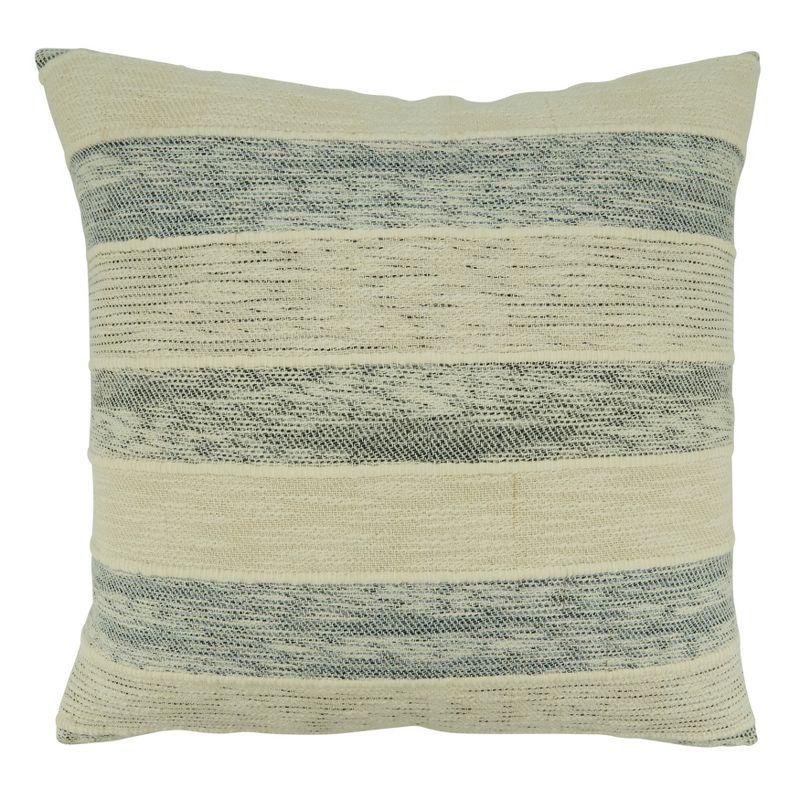 Blue and White Cotton Striped 20" Throw Pillow