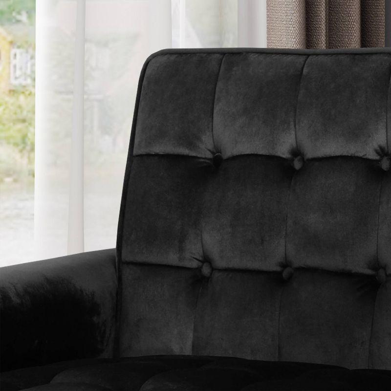 Bourchier Modern Glam Velvet Armchair Black -Christopher Knight Home: Tufted, Upholstered, Comfortable Seating