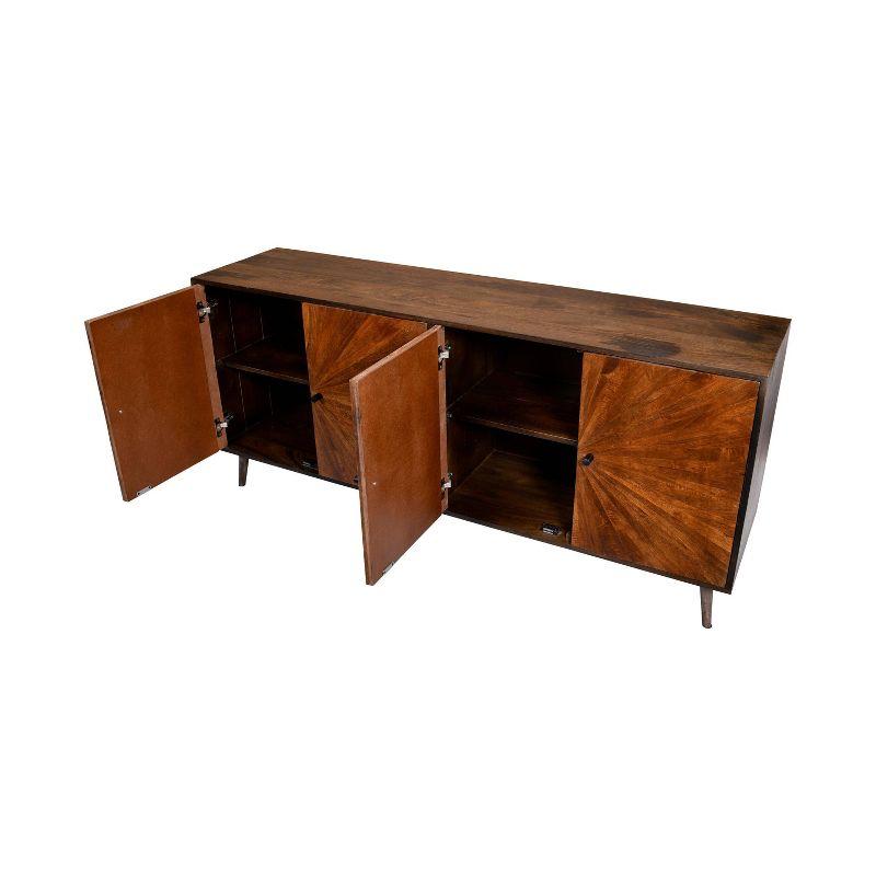 The Urban Port 65" Mango Wood Sideboard Buffet Cabinet Console 2 Door Sunburst Warm Brown