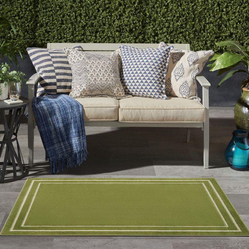 Nourison Essentials 3' x 5' Green Ivory Contemporary Indoor/Outdoor Rug