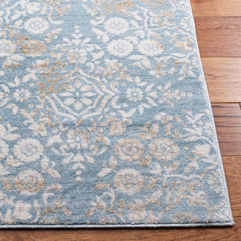 Denim Blue and Ivory Geometric Hand-knotted Area Rug