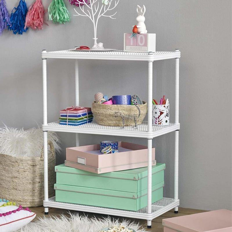 MeshWorks 3-Tier Adjustable White Metal Utility Shelving Unit