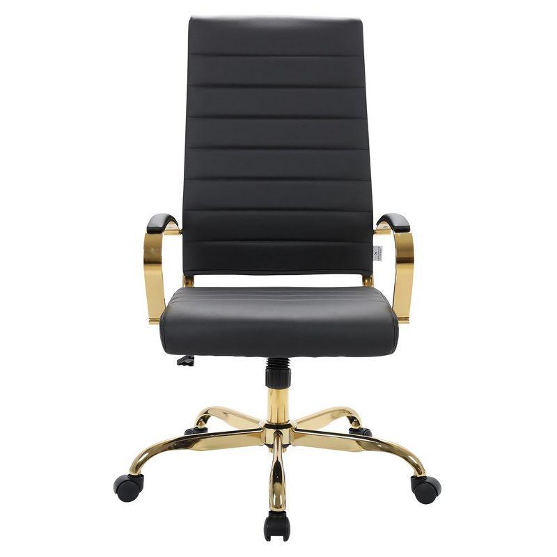 Everly Quinn Humairaa Benmar Leather Office Chair in Gold Base