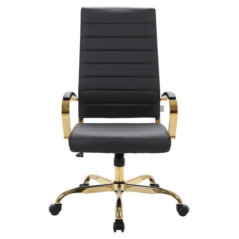 LeisureMod Benmar High-Back Office Conference Chair Upholstered in Leather with Swivel and Tilt