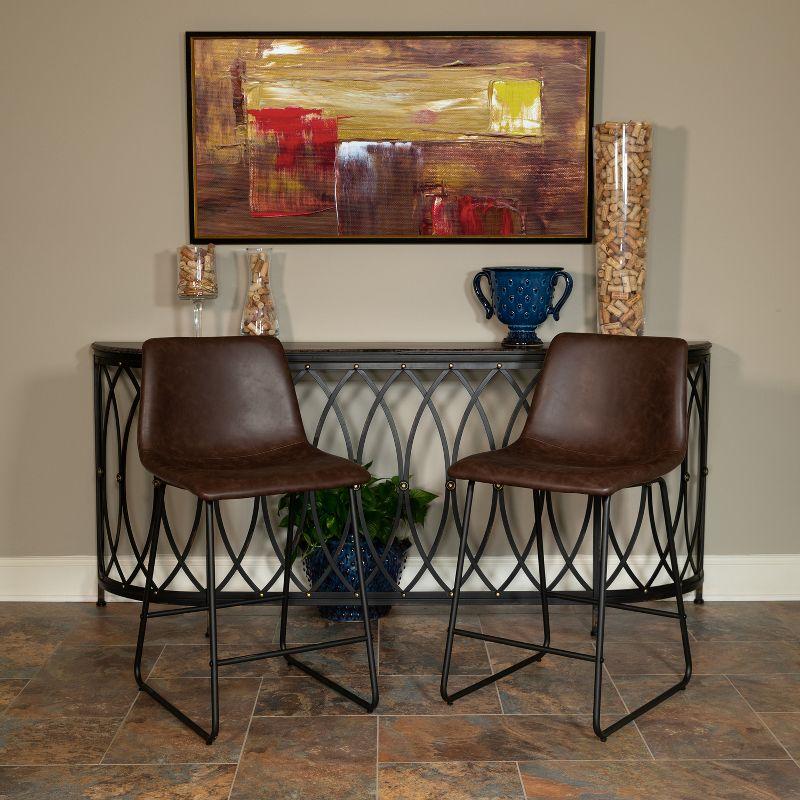 Emma and Oliver Set of 2 Kitchen Counter Height Stool - 24 Inch Dark Brown LeatherSoft Barstool
