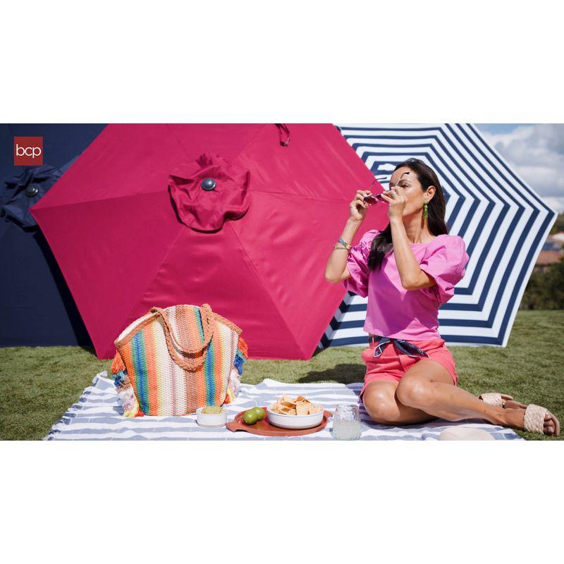 Best Choice Products 10ft Outdoor Steel Market Patio Umbrella w/ Crank, Tilt Push Button, 6 Ribs - Navy Blue