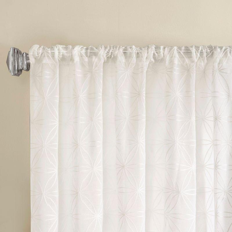 White Sheer Embroidered Ground Length Window Drapes