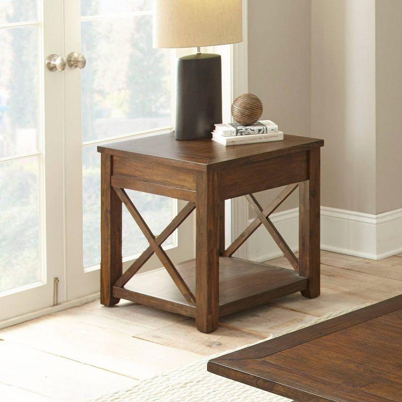 Lenka 24" Mocha Oak Square End Table with Shelf