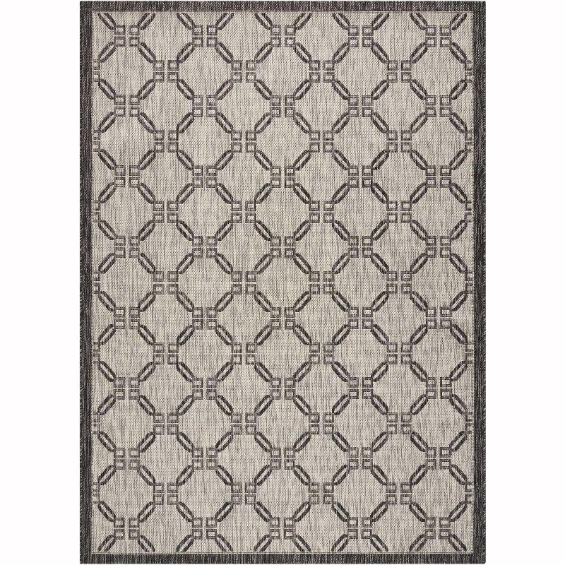 Chic Simplicity Ivory/Charcoal Geometric Flatweave 5'3" x 7'3" Synthetic Rug