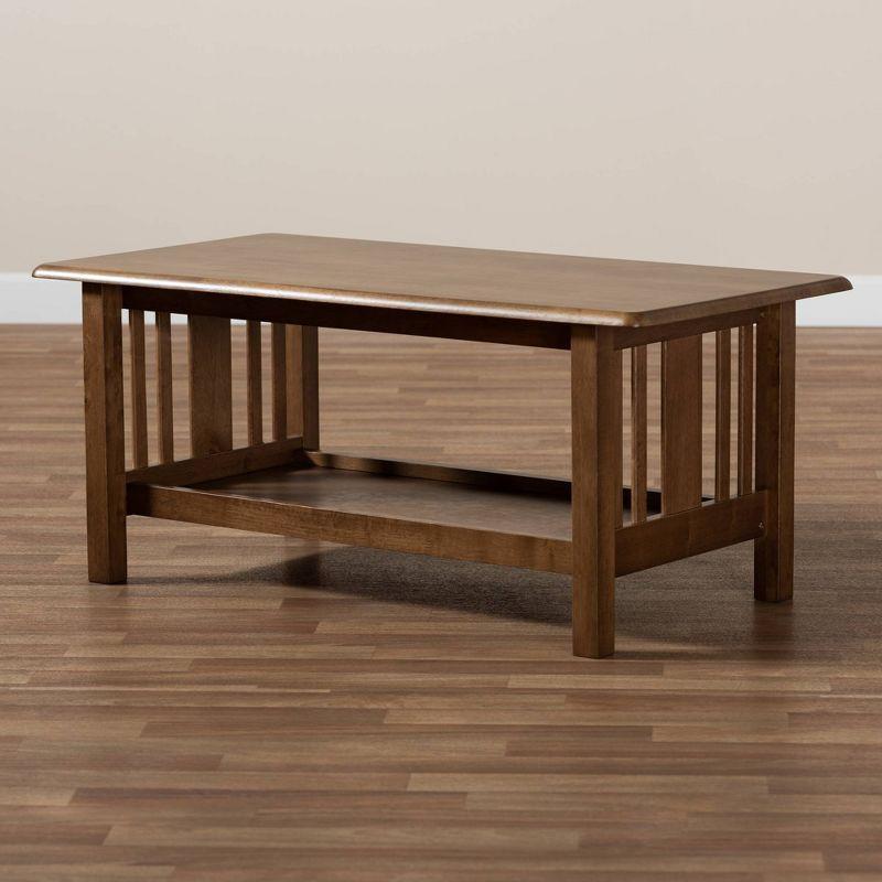 Rylie Rectangular Wood Coffee Table Brown - Baxton Studio: Mission Style, Lower Shelf Storage