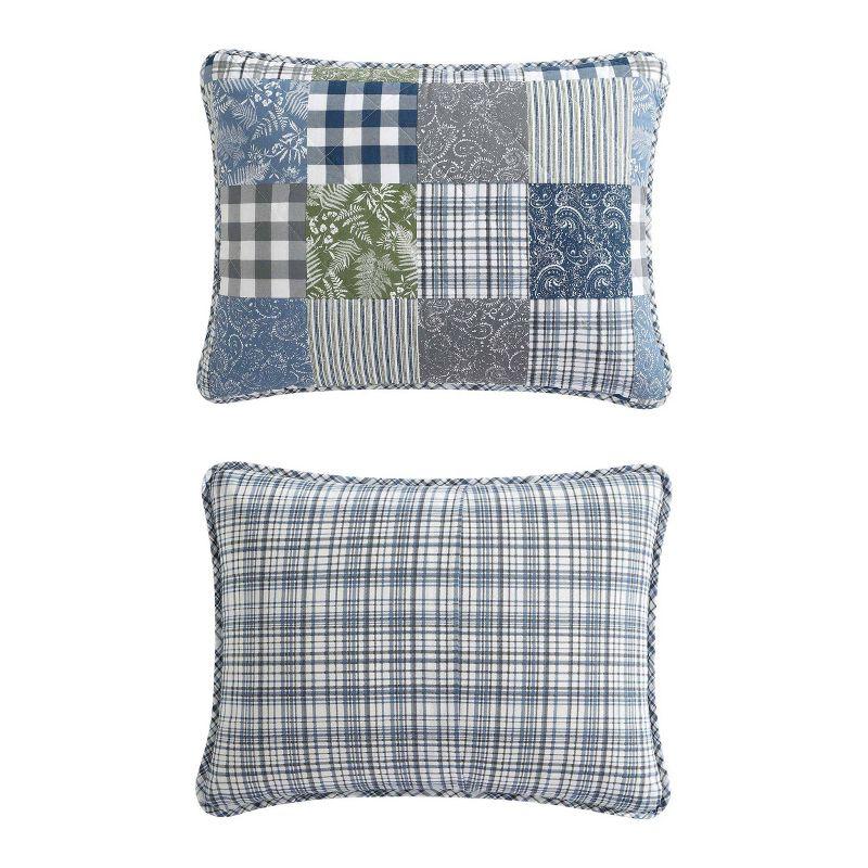 Eddie Bauer Cozy Plaid Patchwork 100% Cotton Quilt Set Blue