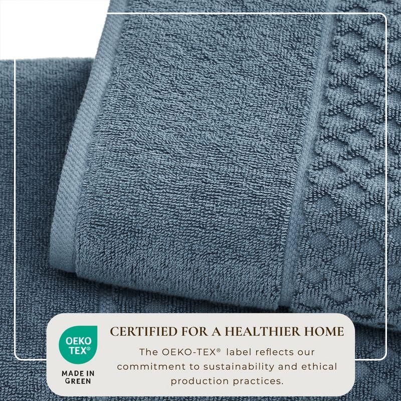 Cotton Quick-Dry Textured Towels - Great Bay Home (4 Pack Bath Towels, Blue).