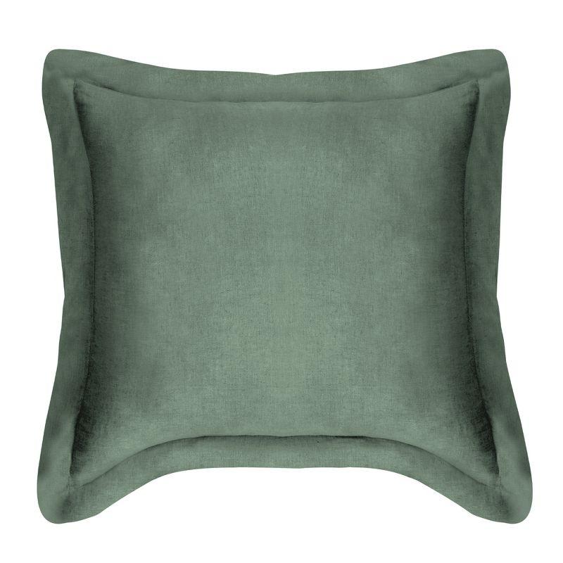 Forest Green Cotton Euro Sham with Pre-Washed Linen