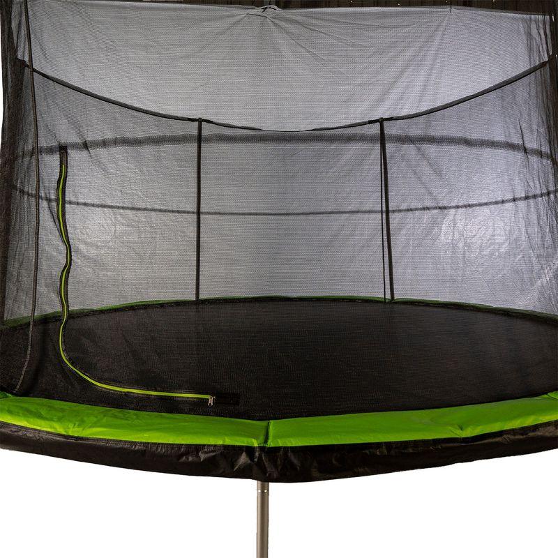 JumpKing 14 Foot Round Trampoline and Enclosure System with Galvanized Steel Frames and 200 Pound Capacity for Kids and Adults, Black/Lime Green