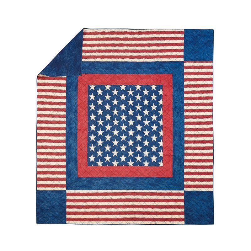 Modern Heirloom Americana Patch 100% Cotton 3-Piece Quilt/Coverlet Set