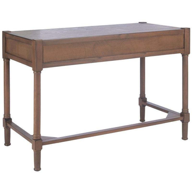 Filbert Traditional Carved Brown Wood Writing Desk with Drawers