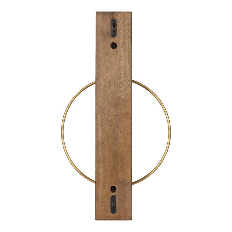 Maxfield 23.8" Rustic Walnut Wood & Gold Metal Wall Sconce