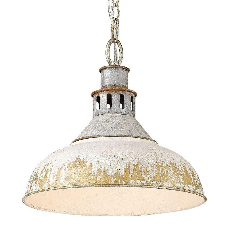 Antique Teal Rustic Steel Bell Pendant Light