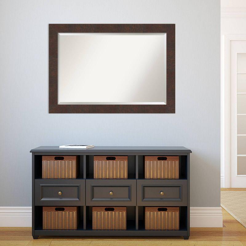 41" x 29" Walnut Brown Beveled Wood Framed Wall Mirror