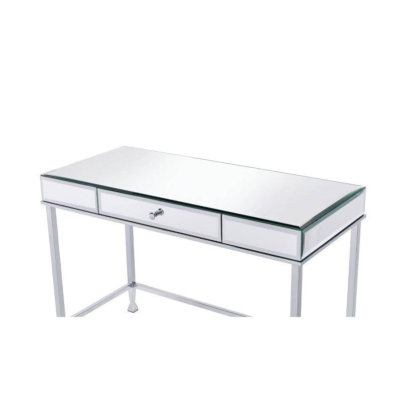 Canine Writing Desk Mirrored/Chrome - Acme Furniture: Contemporary Office Furniture with Drawer