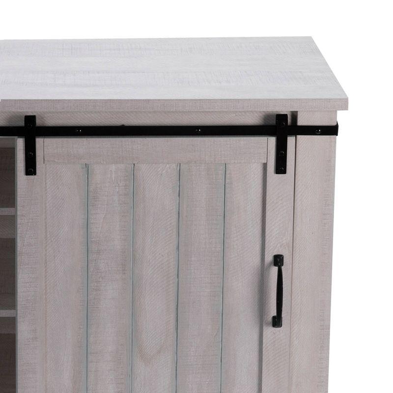 Saw Cut TV Stand for TVs up to 40" Off White - Home Essentials: Sliding Barn-Door, Adjustable Shelves