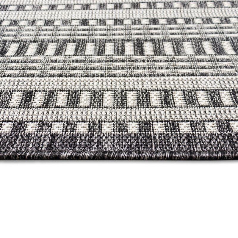 Charcoal Round Flat Woven Synthetic Indoor/Outdoor Rug