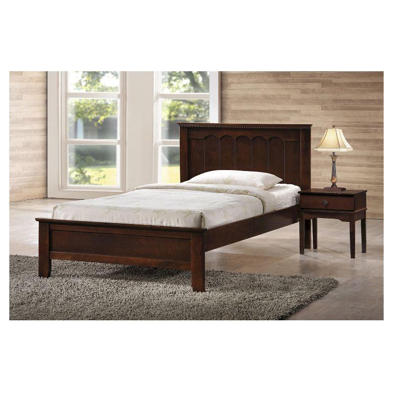 Schiuma Classic Carved Cappuccino Twin Bed with Rubberwood Frame