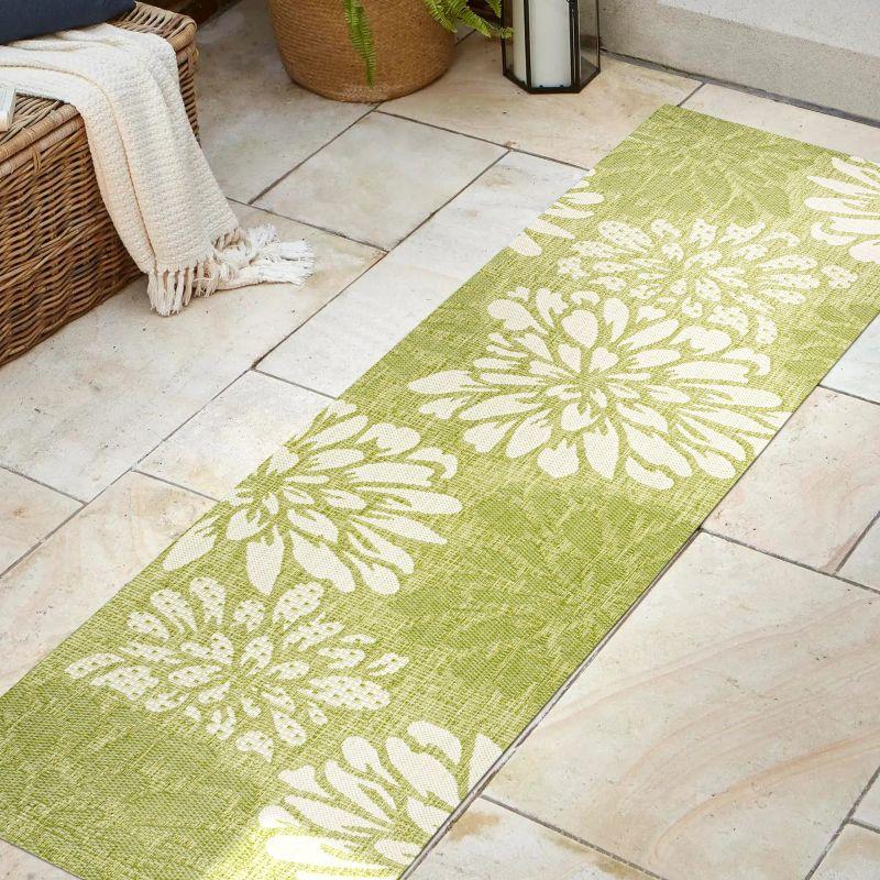 Zinnia Modern Floral Textured Weave Indoor/Outdoor Area Rug - JONATHAN Y