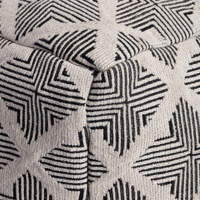 Carondelet Pouf Black/Ivory - Anji Mountain: Square Geometric Unupholstered, Fair Trade Certified