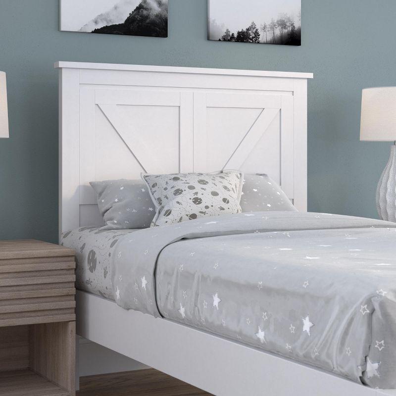 Glenwillow Home Farmhouse Style Wood Panel Headboard in Gloss White, Twin Size