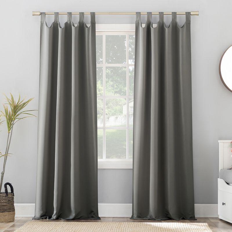 40"x95" Sun Zero Blackout Kenneth Energy Saving Tab Top Curtain Panel Gray: Thermal Insulated, Noise Reduction, Machine Washable