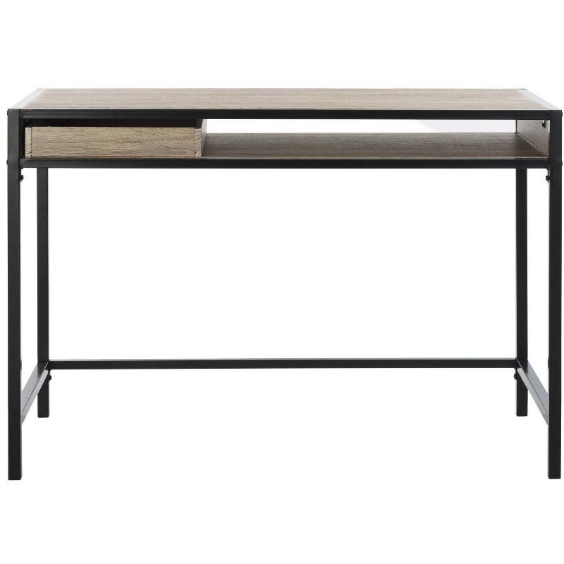 Alan 1 Drawer 1 Shelf Desk - Rustic Brown/Black - Safavieh