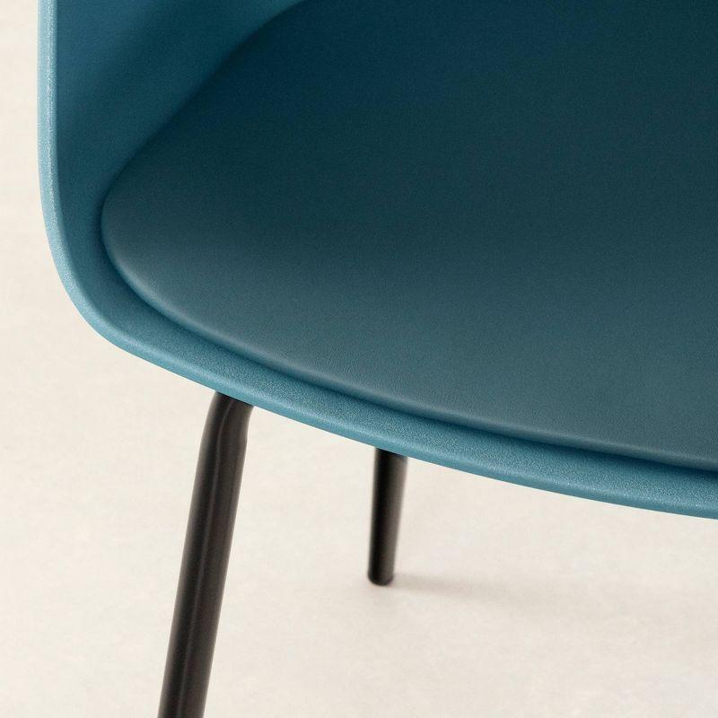Scandinavian-Inspired Steel Blue and Gold Metal Wood Side Chair