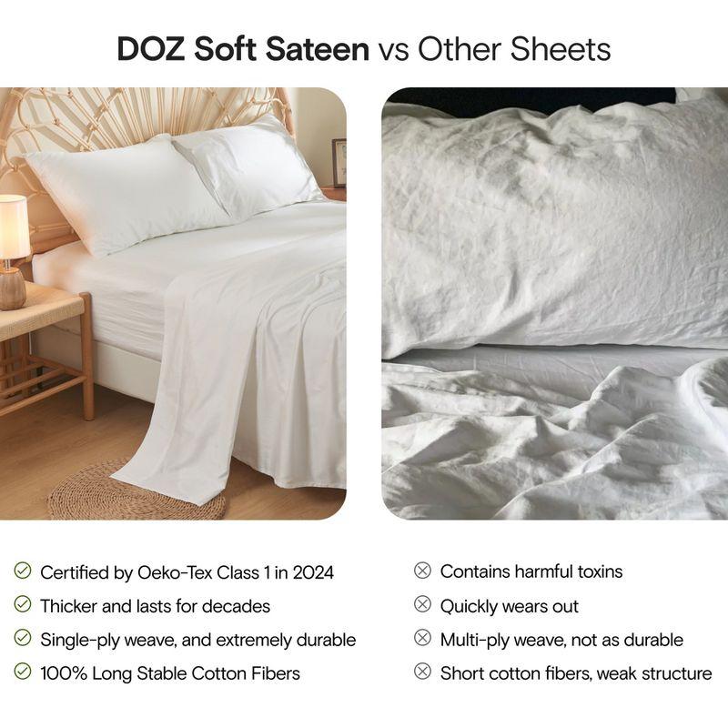 DOZ Long Staple Cotton Pillowcase Set, Soft Sateen Weave, Smooth, Breathable, Cooling, Envelope Closure Forest King