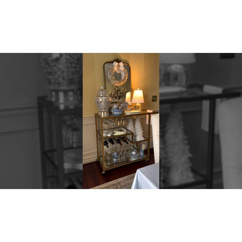 JONATHAN Y Goddard 16" Crystal Ball/Metal LED Table Lamp, Clear