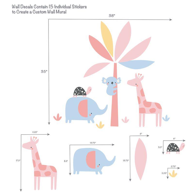 Lambs & Ivy Snuggle Jungle Pastel Safari Elephant/Giraffe/Tree Wall Decals