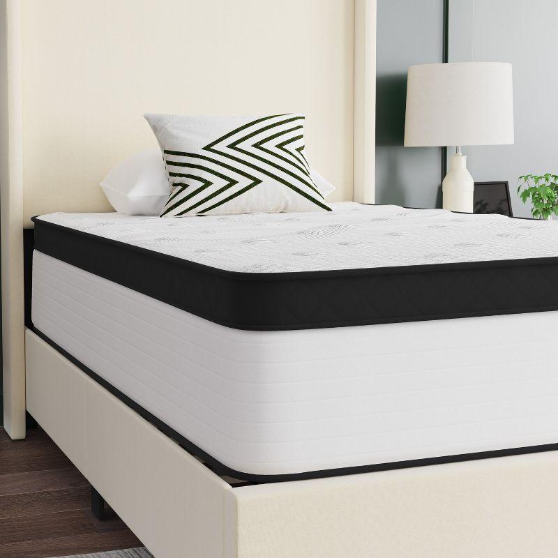 Emma and Oliver Hybrid Mattress in a Box with CertiPUR-US Certified Foam, Pocket Spring Core & Knit Fabric Top for All Sleep Positions