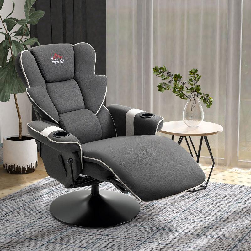HomCom Faux Leather Manual Swivel Ergonomic Recliner | Wayfair