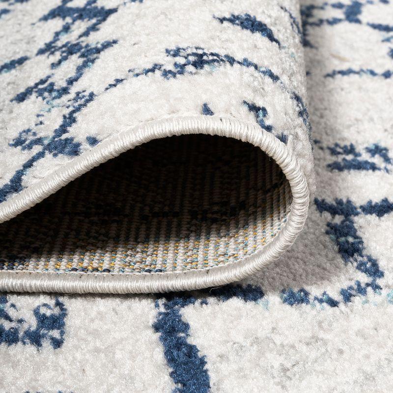 4'x 6' Morrocan Hype Boho Vintage Diamond Area Rug, Cream/Navy - JONATHAN Y